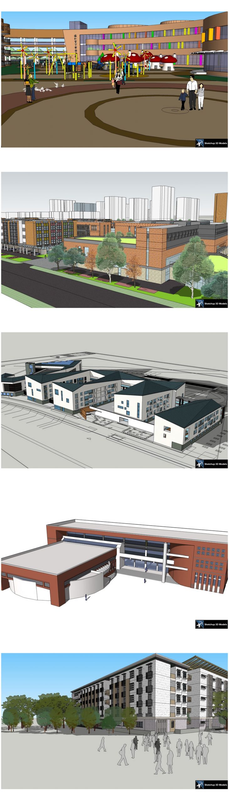 【建築3D Sketchup模型-精選20件學校建築3D Sketchup模型 V5】